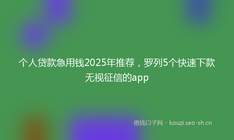 个人贷款急用钱2025年推荐，罗列5个快速下款无视征信的app