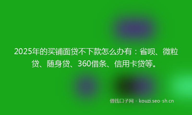 2025年的买铺面贷不下款怎么办有：省呗、微粒贷、随身贷、360借条、信用卡贷等。