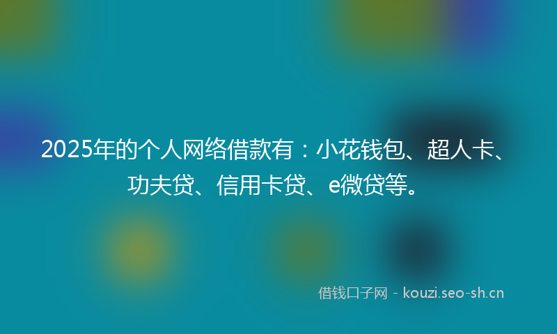 2025年的个人网络借款有：小花钱包、超人卡、功夫贷、信用卡贷、e微贷等。