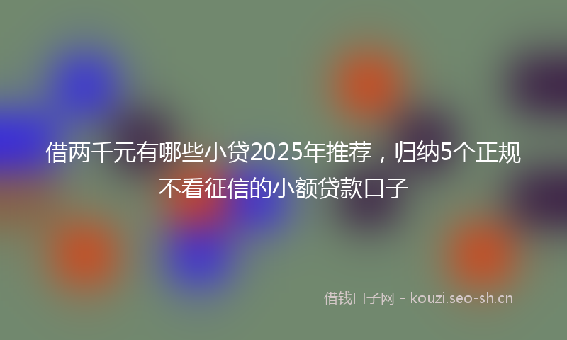借两千元有哪些小贷2025年推荐,归纳5个正规不看征信的小额贷款口子
