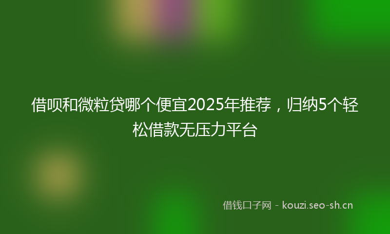借呗和微粒贷哪个便宜2025年推荐,归纳5个轻松借款无压力平台