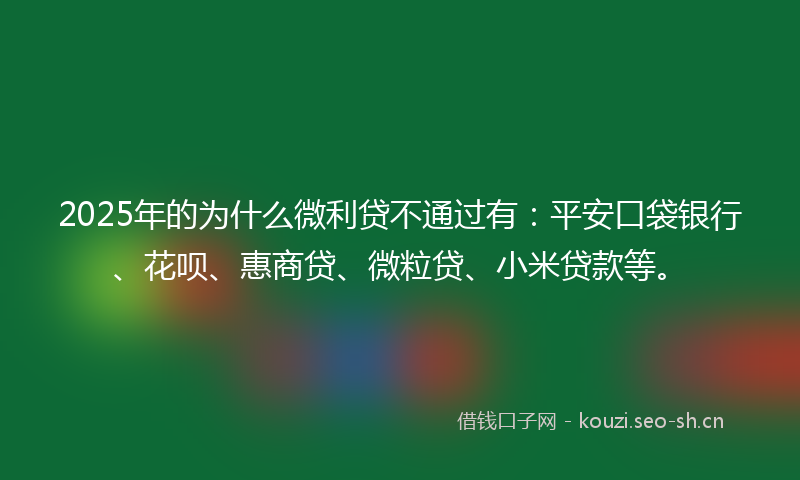 2025年的为什么微利贷不通过有：平安口袋银行、花呗、惠商贷、微粒贷、小米贷款等。