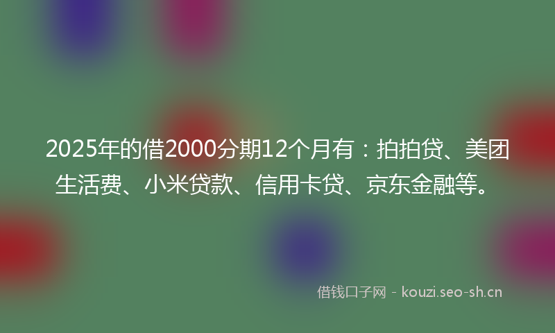 2025年的借2000分期12个月有：拍拍贷、美团生活费、小米贷款、信用卡贷、京东金融等。