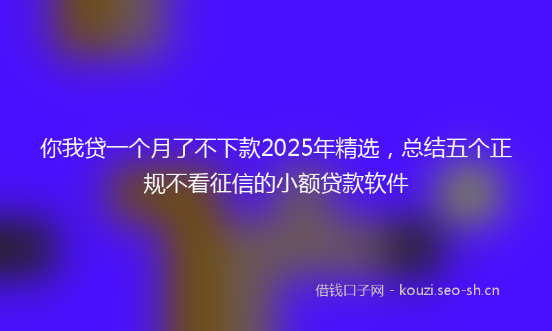 你我贷一个月了不下款2025年精选,总结五个正规不看征信的小额贷款软件