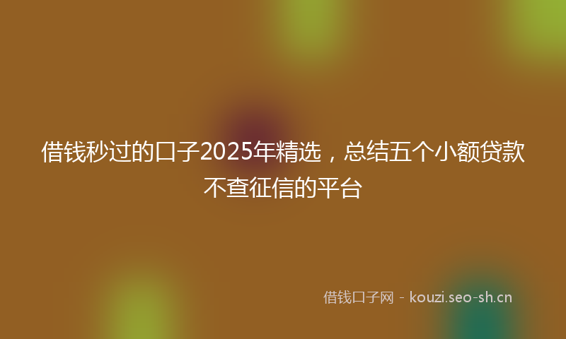 借钱秒过的口子2025年精选，总结五个小额贷款不查征信的平台