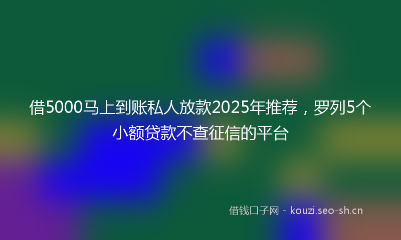 借5000马上到账私人放款2025年推荐，罗列5个小额贷款不查征信的平台