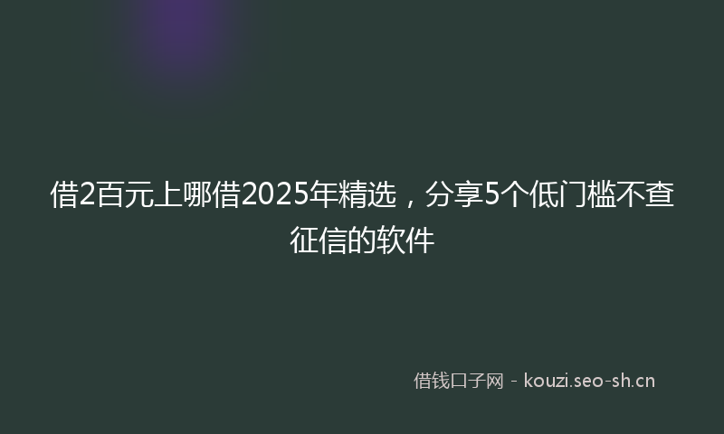 借2百元上哪借2025年精选，分享5个低门槛不查征信的软件