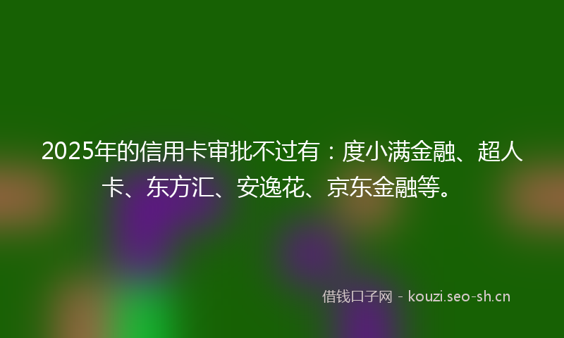2025年的信用卡审批不过有:度小满金融、超人卡、东方汇、安逸花、京东金融等。