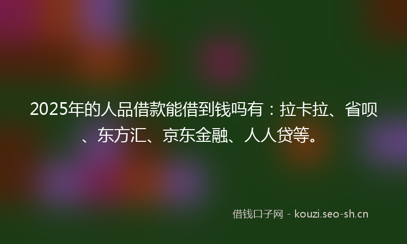 2025年的人品借款能借到钱吗有：拉卡拉、省呗、东方汇、京东金融、人人贷等。