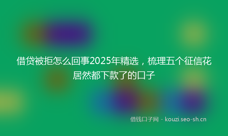 借贷被拒怎么回事2025年精选,梳理五个征信花居然都下款了的口子