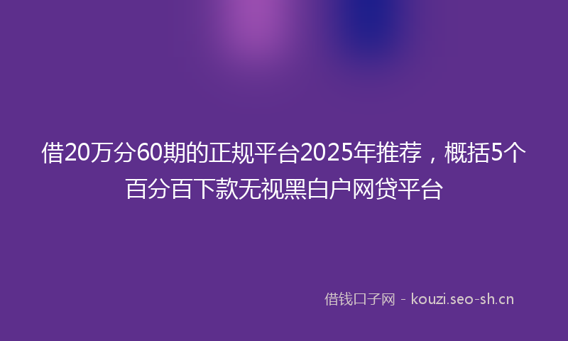 借20万分60期的正规平台2025年推荐，概括5个百分百下款无视黑白户网贷平台