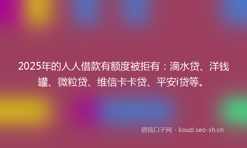 2025年的人人借款有额度被拒有：滴水贷、洋钱罐、微粒贷、维信卡卡贷、平安i贷等。
