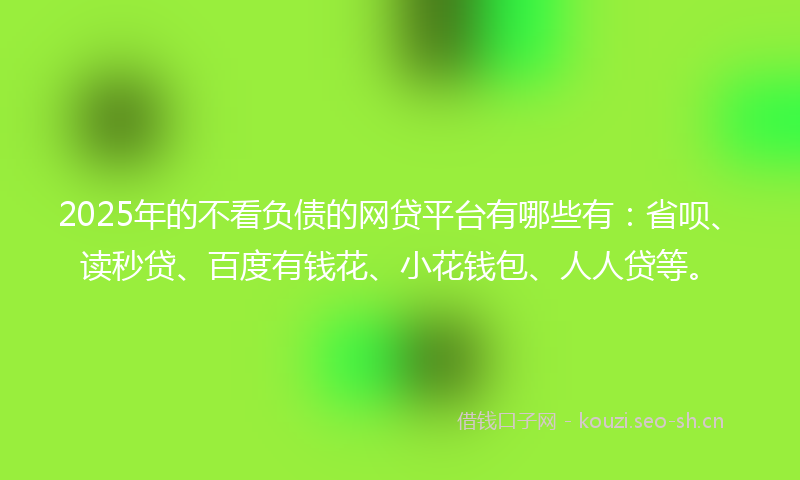 2025年的不看负债的网贷平台有哪些有：省呗、读秒贷、百度有钱花、小花钱包、人人贷等。