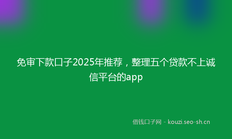 免审下款口子2025年推荐，整理五个贷款不上诚信平台的app