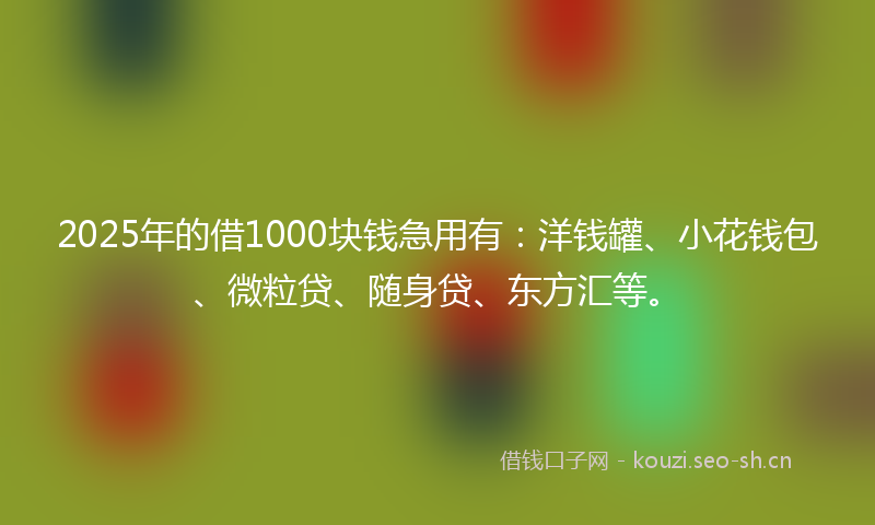 2025年的借1000块钱急用有:洋钱罐、小花钱包、微粒贷、随身贷、东方汇等。