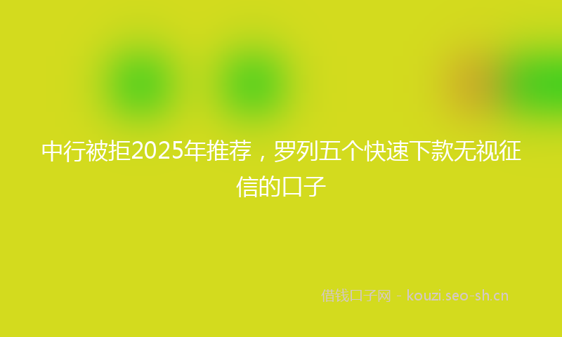中行被拒2025年推荐，罗列五个快速下款无视征信的口子