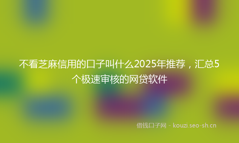 不看芝麻信用的口子叫什么2025年推荐，汇总5个极速审核的网贷软件