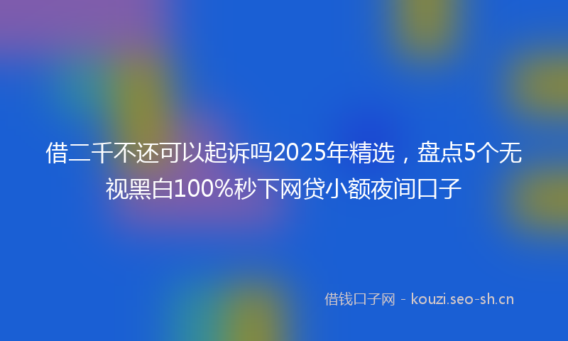 借二千不还可以起诉吗2025年精选，盘点5个无视黑白100%秒下网贷小额夜间口子