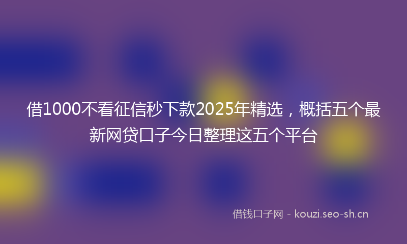 借1000不看征信秒下款2025年精选，概括五个最新网贷口子今日整理这五个平台