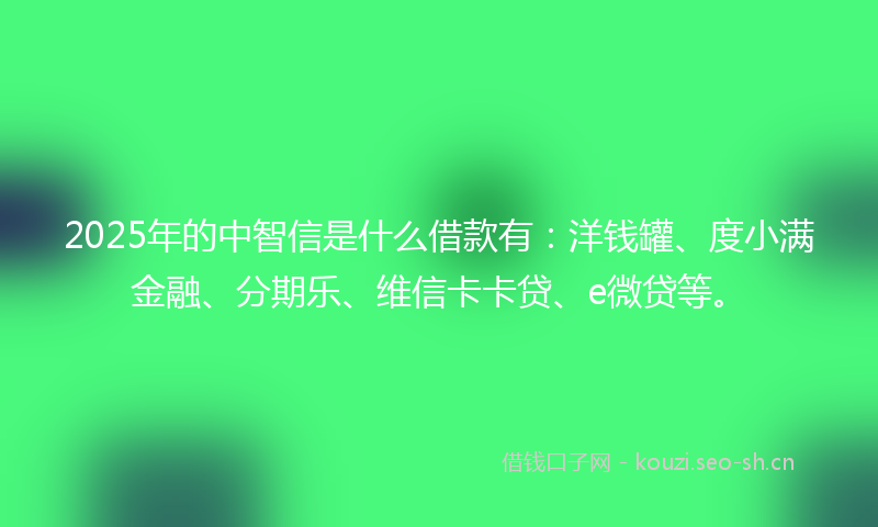 2025年的中智信是什么借款有：洋钱罐、度小满金融、分期乐、维信卡卡贷、e微贷等。