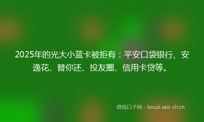 2025年的光大小蓝卡被拒有:平安口袋银行、安逸花、替你还、投友圈、信用卡贷等。