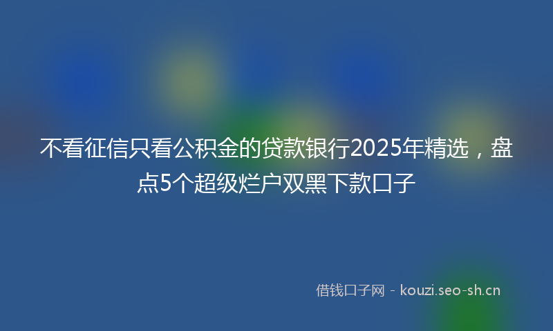 不看征信只看公积金的贷款银行2025年精选，盘点5个超级烂户双黑下款口子