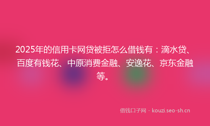 2025年的信用卡网贷被拒怎么借钱有：滴水贷、百度有钱花、中原消费金融、安逸花、京东金融等。
