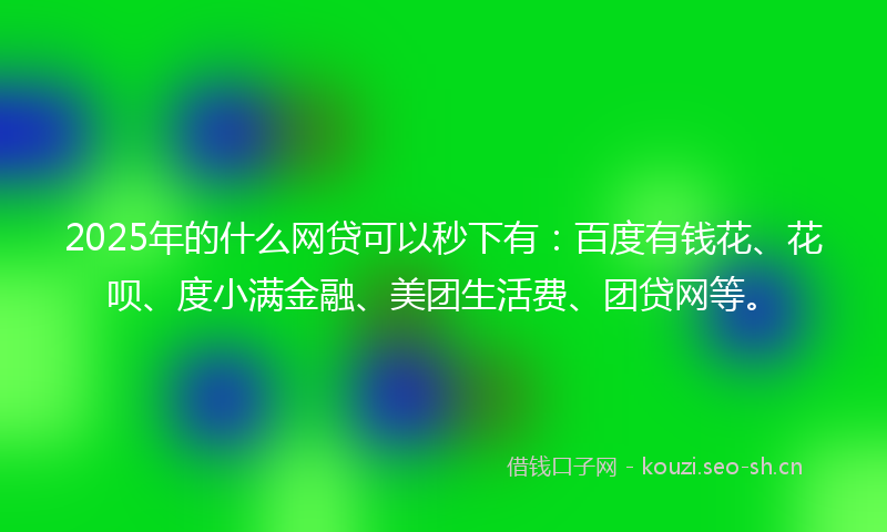 2025年的什么网贷可以秒下有：百度有钱花、花呗、度小满金融、美团生活费、团贷网等。