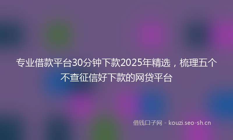 专业借款平台30分钟下款2025年精选，梳理五个不查征信好下款的网贷平台