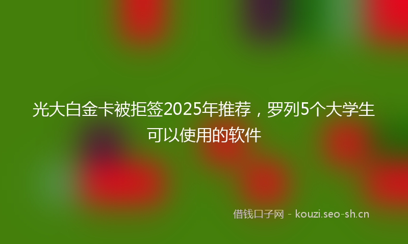 光大白金卡被拒签2025年推荐，罗列5个大学生可以使用的软件