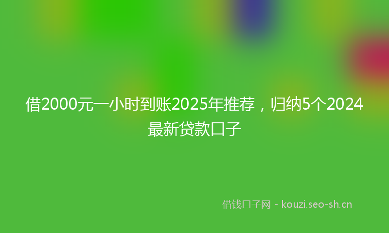 借2000元一小时到账2025年推荐,归纳5个2024最新贷款口子