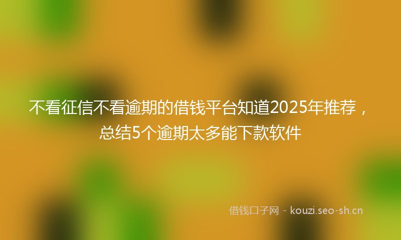 不看征信不看逾期的借钱平台知道2025年推荐，总结5个逾期太多能下款软件