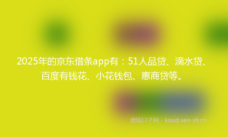 2025年的京东借条app有：51人品贷、滴水贷、百度有钱花、小花钱包、惠商贷等。