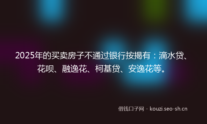 2025年的买卖房子不通过银行按揭有：滴水贷、花呗、融逸花、柯基贷、安逸花等。