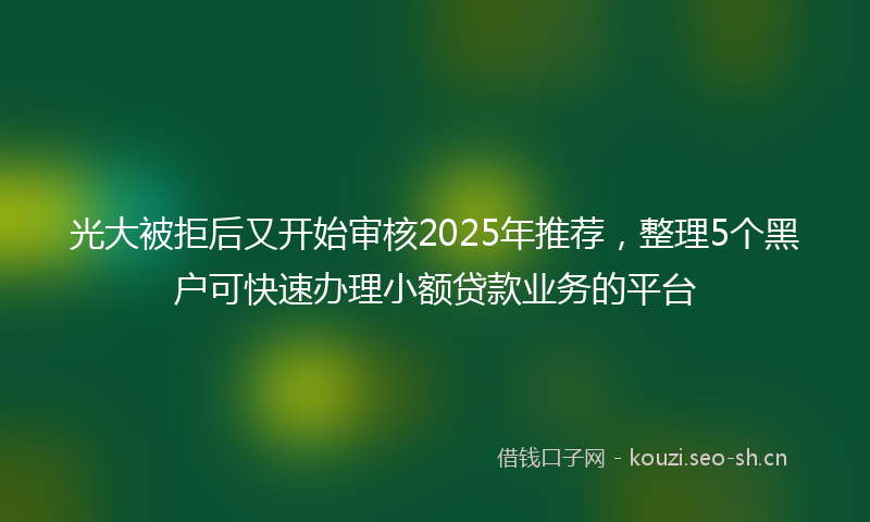 光大被拒后又开始审核2025年推荐,整理5个黑户可快速办理小额贷款业务的平台