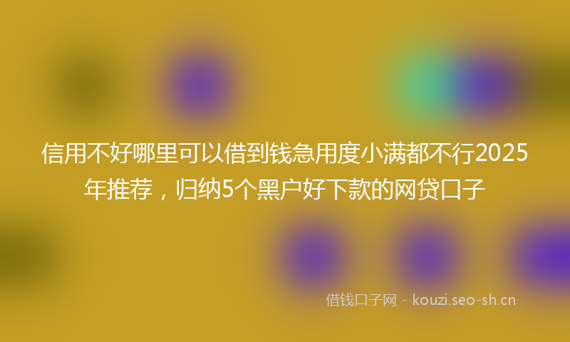 信用不好哪里可以借到钱急用度小满都不行2025年推荐,归纳5个黑户好下款的网贷口子
