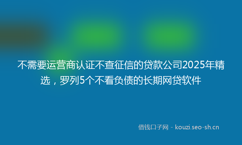 不需要运营商认证不查征信的贷款公司2025年精选，罗列5个不看负债的长期网贷软件