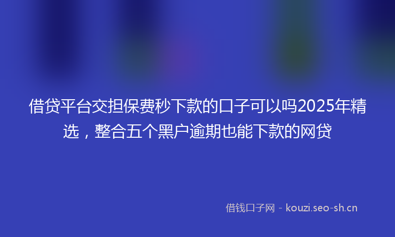 借贷平台交担保费秒下款的口子可以吗2025年精选，整合五个黑户逾期也能下款的网贷