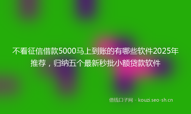 不看征信借款5000马上到账的有哪些软件2025年推荐，归纳五个最新秒批小额贷款软件