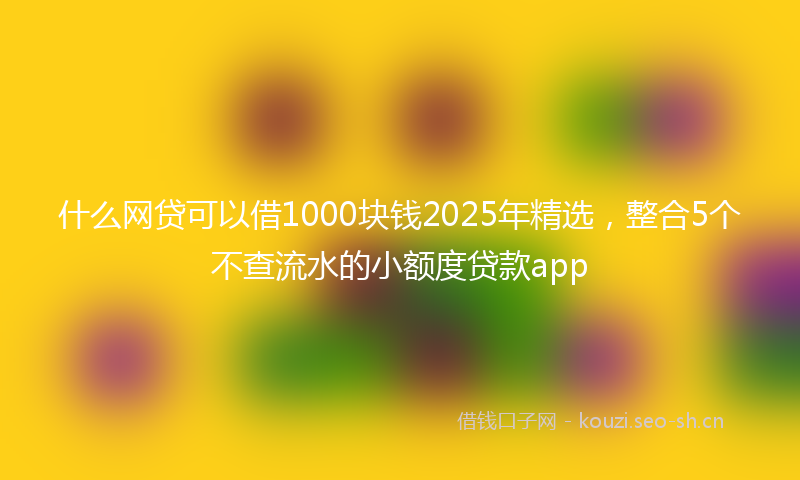 什么网贷可以借1000块钱2025年精选，整合5个不查流水的小额度贷款app