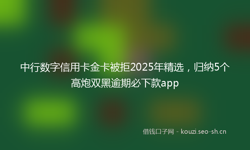 中行数字信用卡金卡被拒2025年精选，归纳5个高炮双黑逾期必下款app