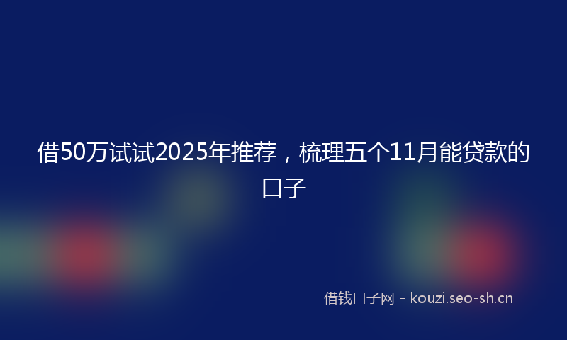 借50万试试2025年推荐,梳理五个11月能贷款的口子