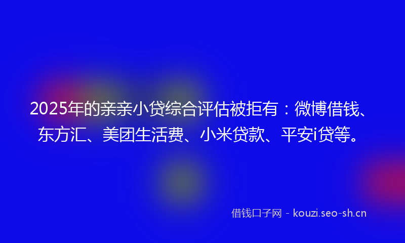 2025年的亲亲小贷综合评估被拒有：微博借钱、东方汇、美团生活费、小米贷款、平安i贷等。