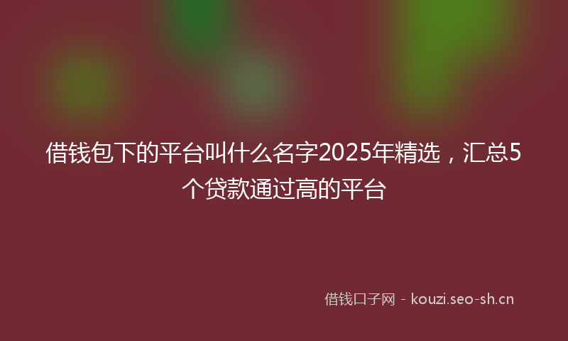 借钱包下的平台叫什么名字2025年精选，汇总5个贷款通过高的平台