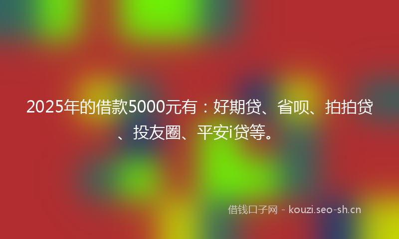 2025年的借款5000元有：好期贷、省呗、拍拍贷、投友圈、平安i贷等。