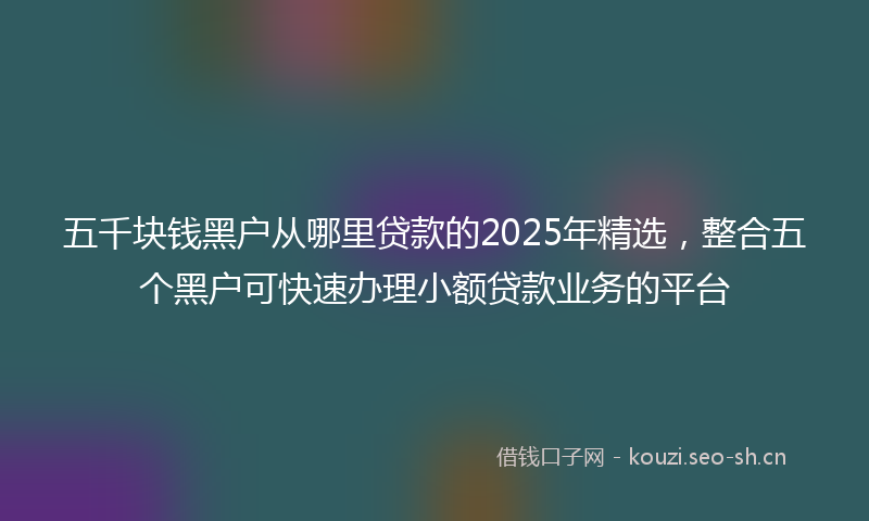 五千块钱黑户从哪里贷款的2025年精选，整合五个黑户可快速办理小额贷款业务的平台
