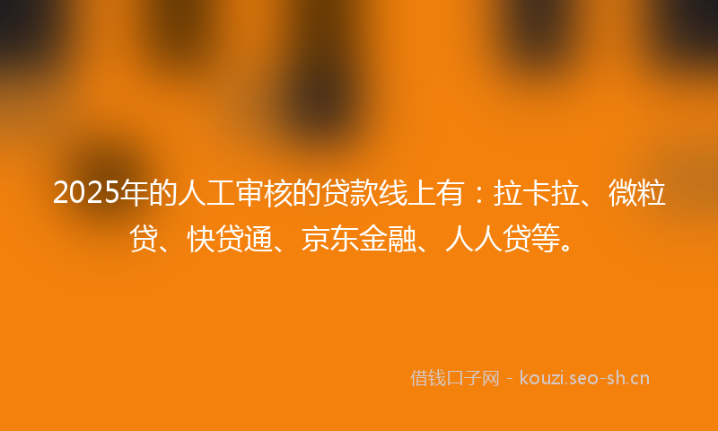 2025年的人工审核的贷款线上有：拉卡拉、微粒贷、快贷通、京东金融、人人贷等。
