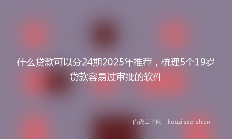 什么贷款可以分24期2025年推荐，梳理5个19岁贷款容易过审批的软件