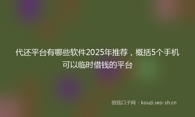 代还平台有哪些软件2025年推荐，概括5个手机可以临时借钱的平台