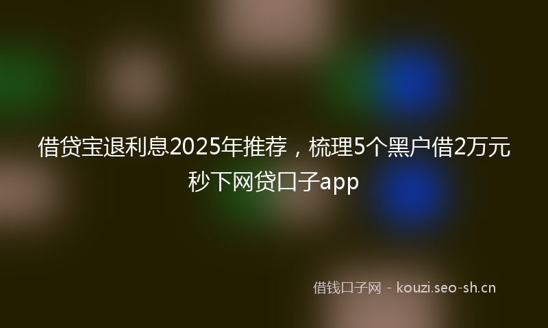 借贷宝退利息2025年推荐,梳理5个黑户借2万元秒下网贷口子app